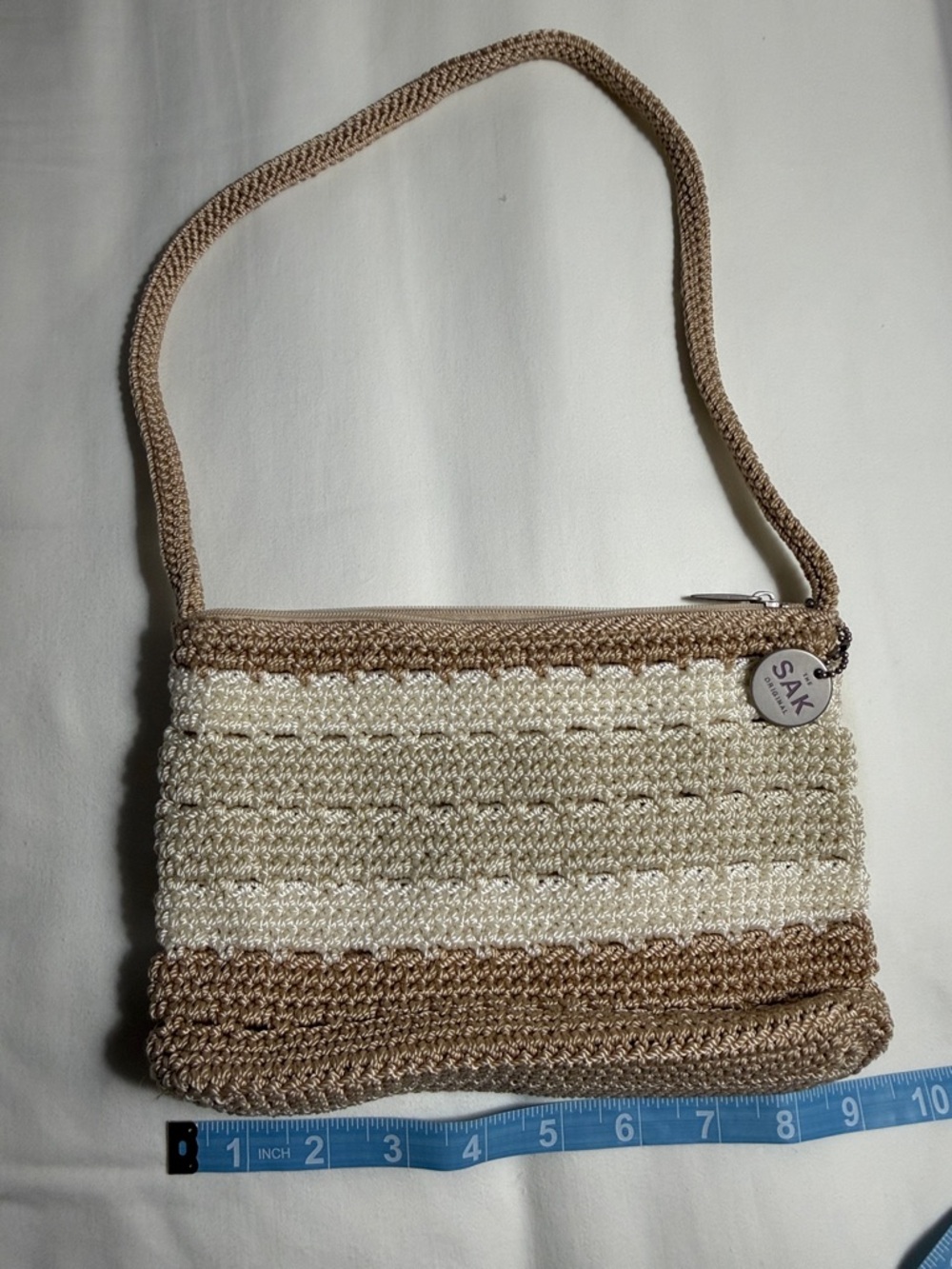The Sak Crochet Bag in Tan and Cream